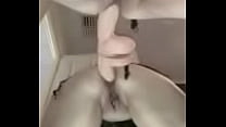Amateur toy fucking with mirror