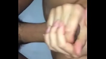 Girlfriend jacks off and shows boobs