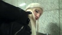 Fucking at the subway station: it ends up in her ass and in her leather jacket