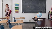 Petite teen fucked in classroom by prom date