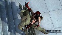 Hulk se estrella contra el estrecho coño de Electra, Bhuttuwap.