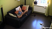 Doggy style masturbation of the hot black-haired teen