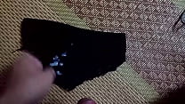 Here's my mysterious black underwear | Cum on panties compilation the best!
