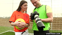 Teen female footballer fucks photographer