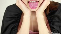 Saliva fetish A woman showing a tongue and saliva