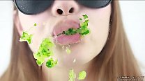 Eating Fetish Women  make sounds while eating cucumber