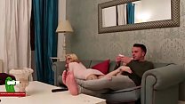 A blondie with hot mouth and her husband on the couch ADR0299