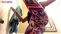Slim Thick Ebony Booty Jiggles In Yoga pants