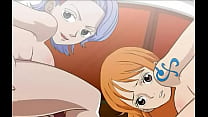 Nami und Nojiko werden auf dem sonnigen One Piece gefickt
