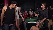 Blonde fucked and cummed in public pool bar