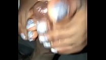 Ebony girl gives toejob on BBC gets two cumshots