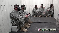 Gay troops in uniform love anal and oral gangbang while everyone is watching
