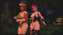 Фея транс трахает амазонку в лесу - 3D анимация, мультфильм Futa, порно видео