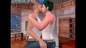 This sexy 3D stud with green hair is sucking a hot hunks big cock
