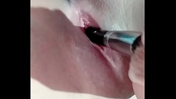 Hot new girl punching makeup brush in smooth pussy pt.2