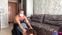 Brunette Blowjob and Pussy Fucking after Training - Cum in Mouth
