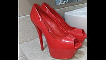 Girlfriend's new peep toe! Red Schutz! Horny, the most beautiful I've ever enjoyed!!!