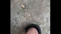 Playing with my dick while outside on my front steps.
