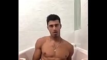 Handsome guy cum on bath