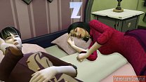 Un beau-fils japonais baise un japonais après avoir mal à la joue et il est allé se coucher à côté de son partage du lit ensemble - Family Sex Taboo