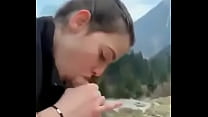 Young man sucking cock in the mountains