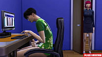 日本继母抓住继子在电脑前自慰