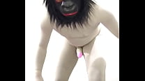 Zentai penis monkey gorilla mask jerk off