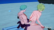 One Piece Yaoi Hentai 3D - Zoro Ronoa x Sanji follando en una playa - Yaoi 3D