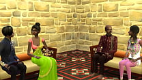 Mãe e pai indianos ensinam irmão e irmã a fazer uma massagem de verdade