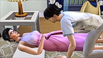 Hermano asiático se cuela en la cama de su hermana después de masturbarse frente a la computadora - familia asiática