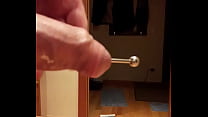 Cock sounding cumshot with small plug inside