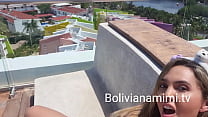 Se masturber et éjaculer sur la terrasse de l'hôtel Miralo en bolivianamimi.tv