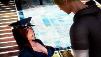 Hübsche Sicherheitsfrau hat Sex mit einem blonden Mann in einem 3D-Hentai-Animationsvideo mit Ryona