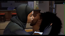 Sims 4 Hombre negro se folla a una mujer musulmana de gran botín