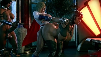 Чудо-женщина и Power Girl трахаются с женщиной-кошкой