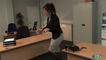 Brunette secretary fucking with her horny boss in the office