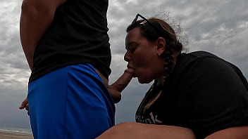 BBW Miss Lily Monroe Gives Deep Blowjob To Random Walker By The Sea