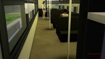 Sims 4, японскую студентку без пощады нащупали и трахнули в автобусе