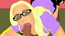 Blonde beautiful thick petite babe Austin Taylor fucks and sucks in interracial cartoon parody pov