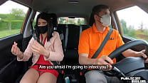 Car fucked teen banged outdoor by driving instructor