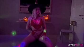Young witch riding hard on her halloween night - www.alinenovak.com