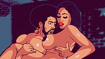 Die sexy dicke Ebony Moriah lässt ihren dicken Hintern auf einem BBC hüpfen - Ai re gerenderter Cartoon