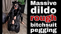 Femdom Bondage Bitchsuit Pegging Huge Strapon Strap On FLR Miss Raven Training Zero