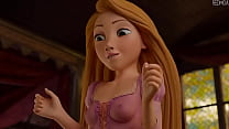Rapunzel sieht Schwanz und probiert Footjob [Animation]
