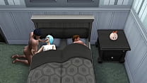 Тощую нифоманку насаживают на член рядом с ее спящим парнем