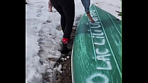 MILF In Leggings Finds Canoe A Perfect Place To Put Her Dildo To Masturbate