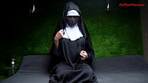 whore dressed as a nun on Halloween teaches how to fuck hard with huge cock
