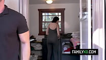 Slutty brunette step daughter Miranda Miller instead of doing the laundry she fucks with her stepdad