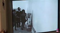 Two police officers teach a naughty slut a quick lesson by fucking her dripping cunt