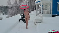Wild Wet MILF Warms up with a Hot Dick after Snowfall